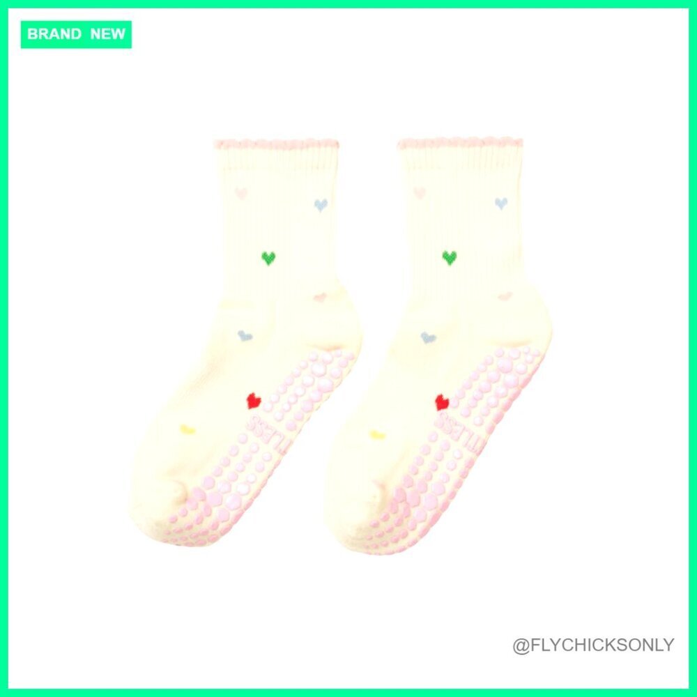 Non-Slip Grip Socks for Yoga Pilates Barre, Cotton Blend, Cushioned Footbed